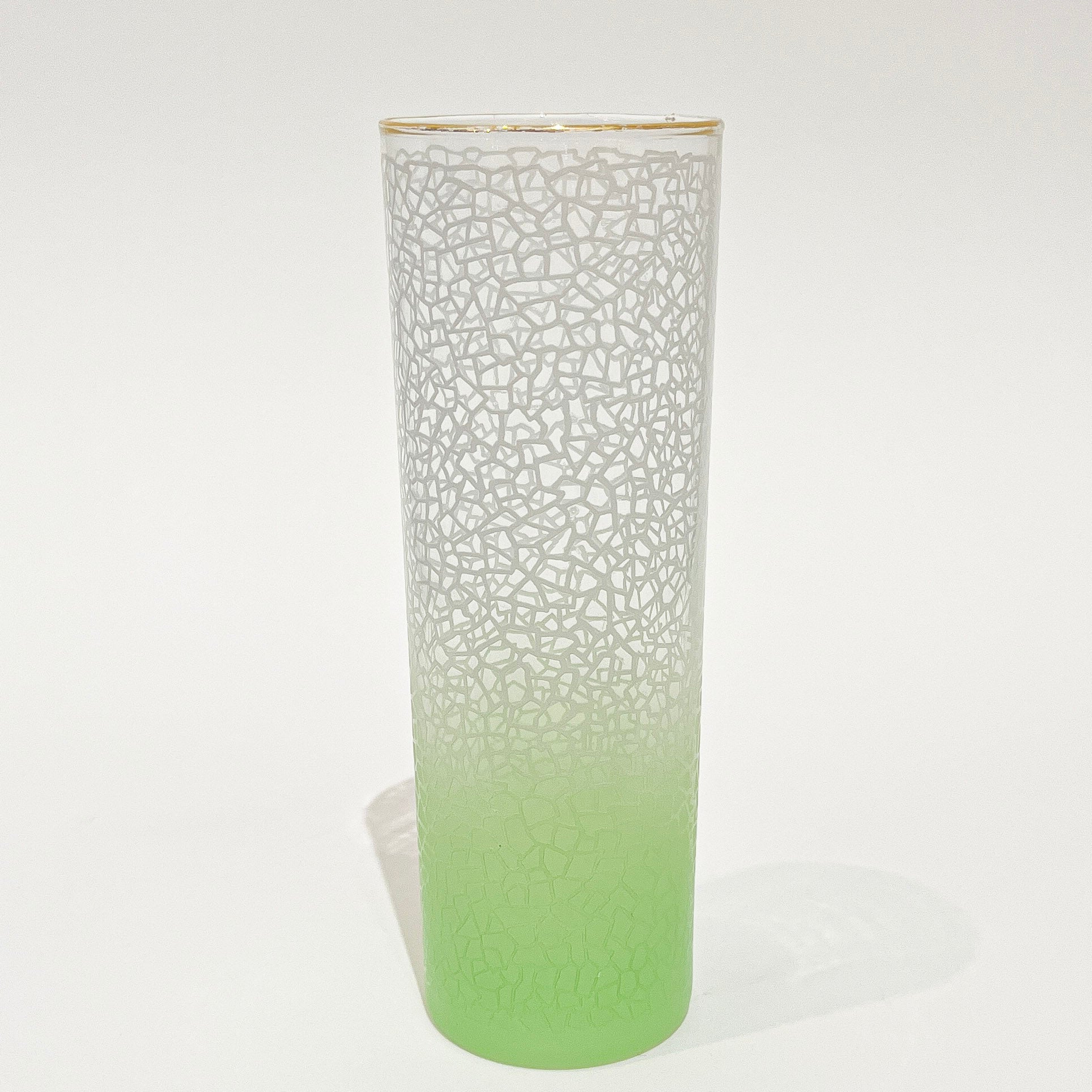 Vintage Green Ombre Crackle Collins Glasses Full View on white background