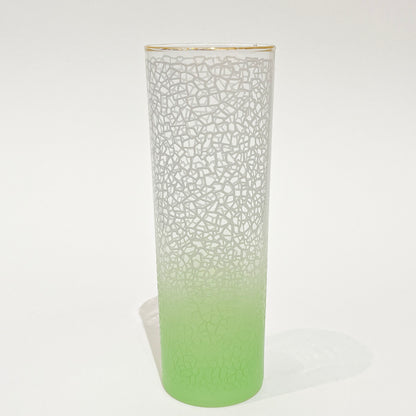 Vintage Green Ombre Crackle Collins Glasses Full View on white background