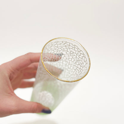 Vintage Green Ombre Crackle Collins Glasses rim view