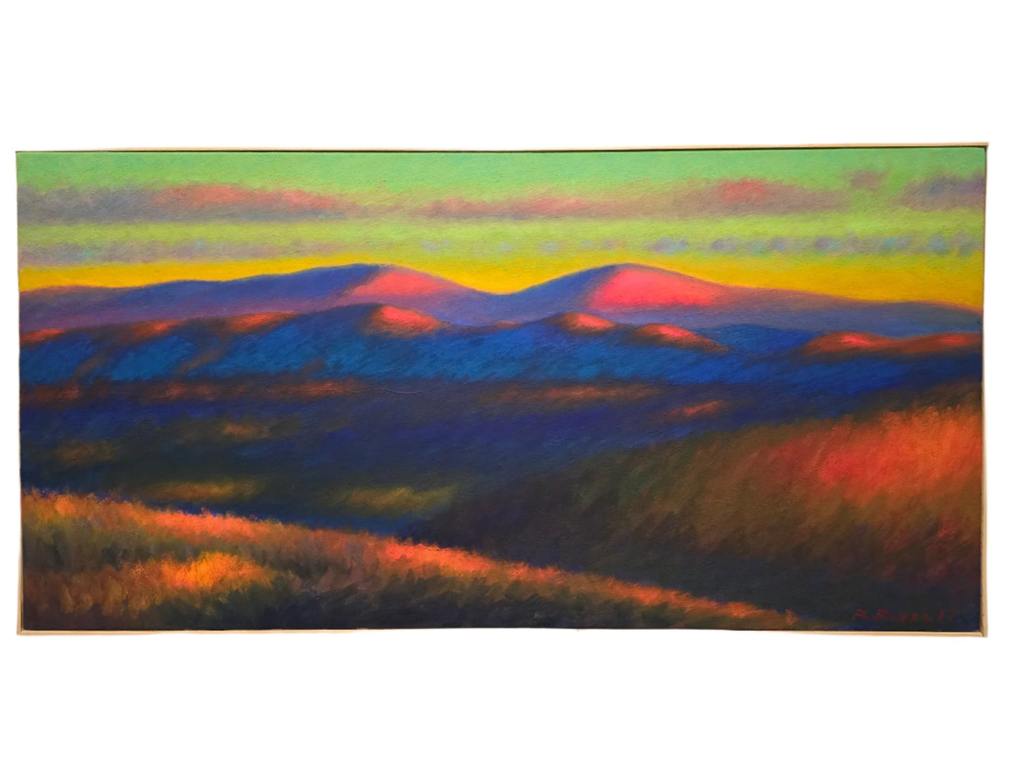 ryan russell's blue ridge dusk on a white background