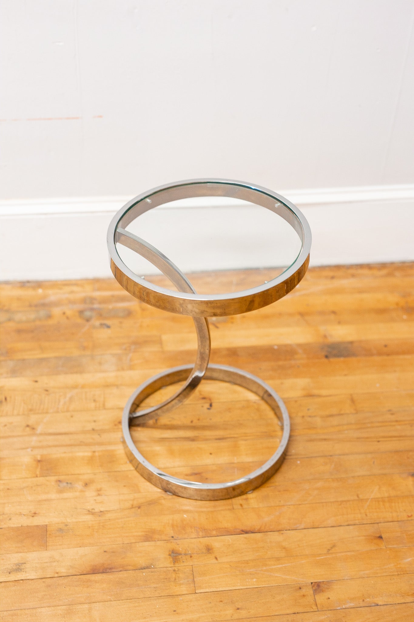 Chrome & Glass Modernist Cantilever End Table