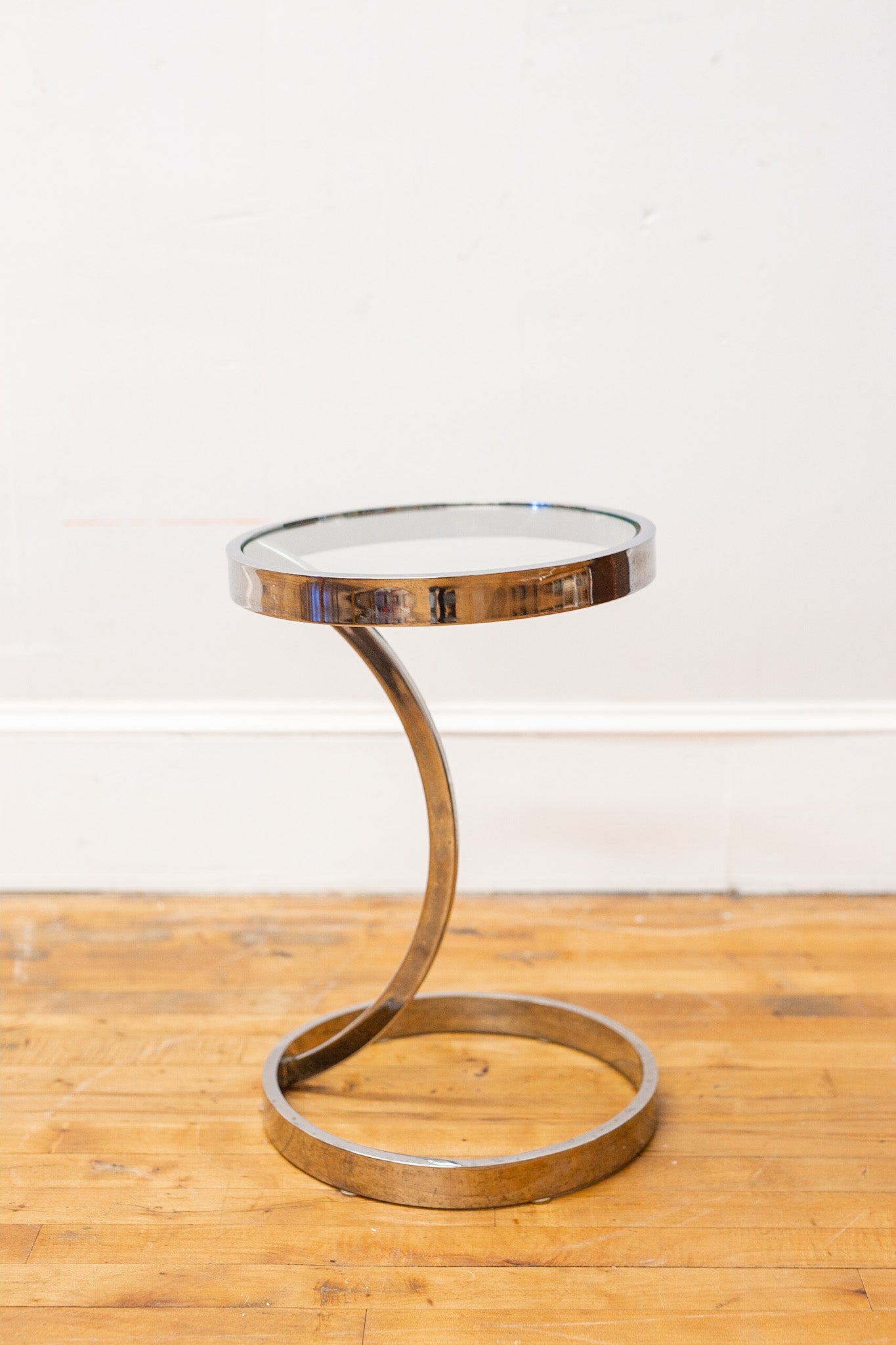 Chrome & Glass Modernist Cantilever End Table