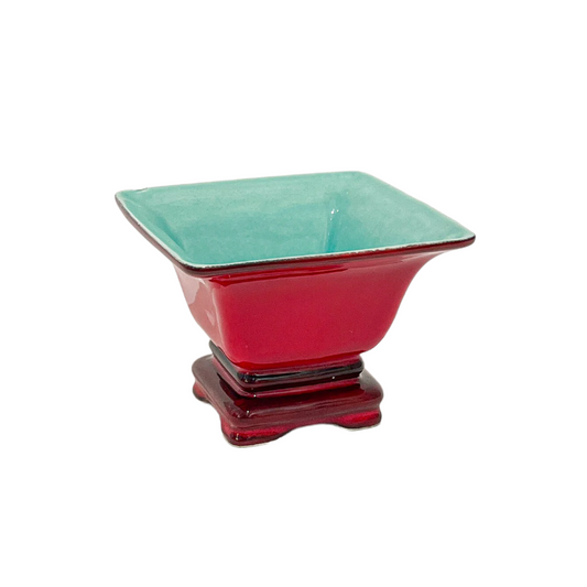 red and turquoise mini planter white background