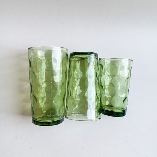 Nesting Green Polka Dot Glass Set of Three