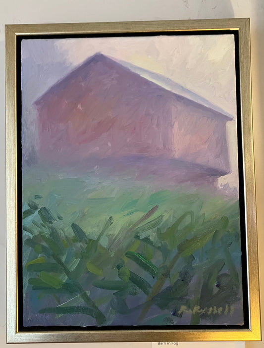 "Barn in Fog" Oil Painting by Ryan Russell