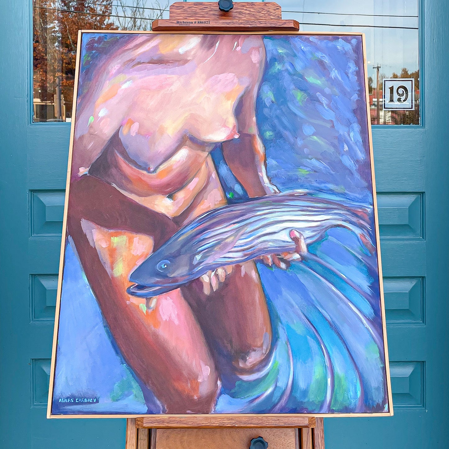 "Holding the Fish" Painting by Agnes Carbrey