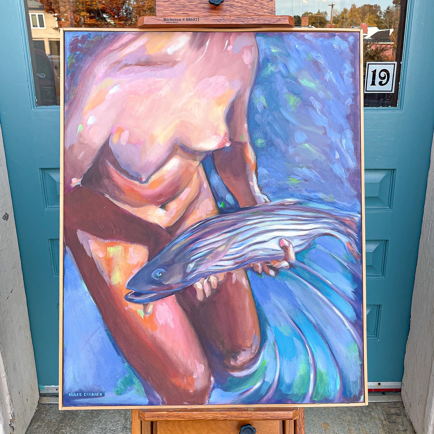 "Holding the Fish" Painting by Agnes Carbrey