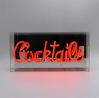 Red "Cocktails" Acrylic Box Neon Light