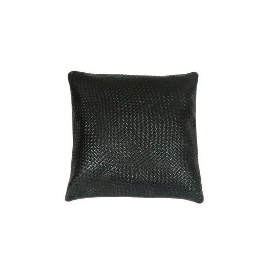 Marrakech Leather Pillow in Blackout