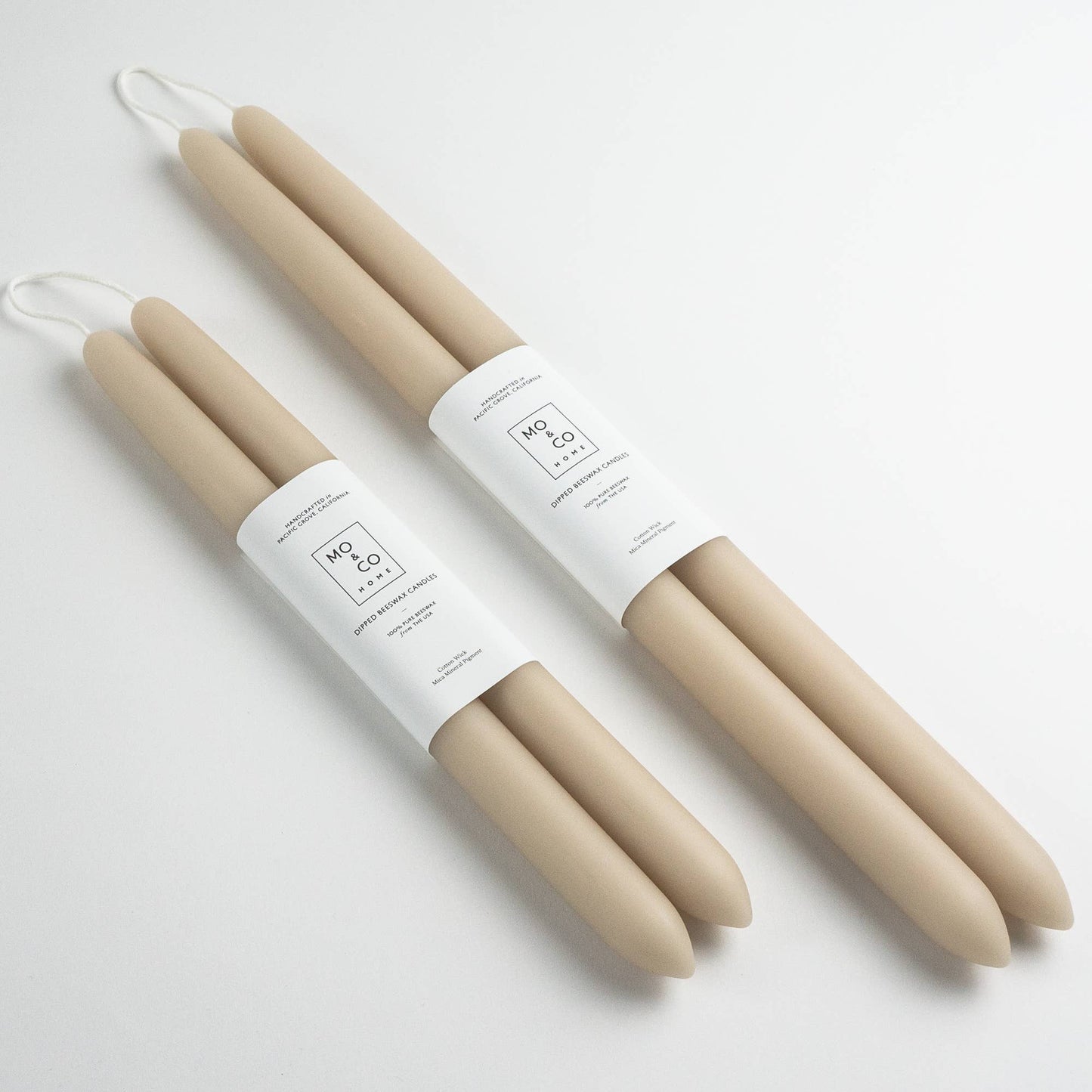 100% Beeswax Dipped Candles | Clay 14" Taper Pair