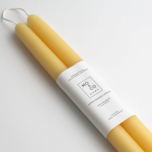 100% Beeswax Dipped Candles | Natural Gold 10% Taper Pair