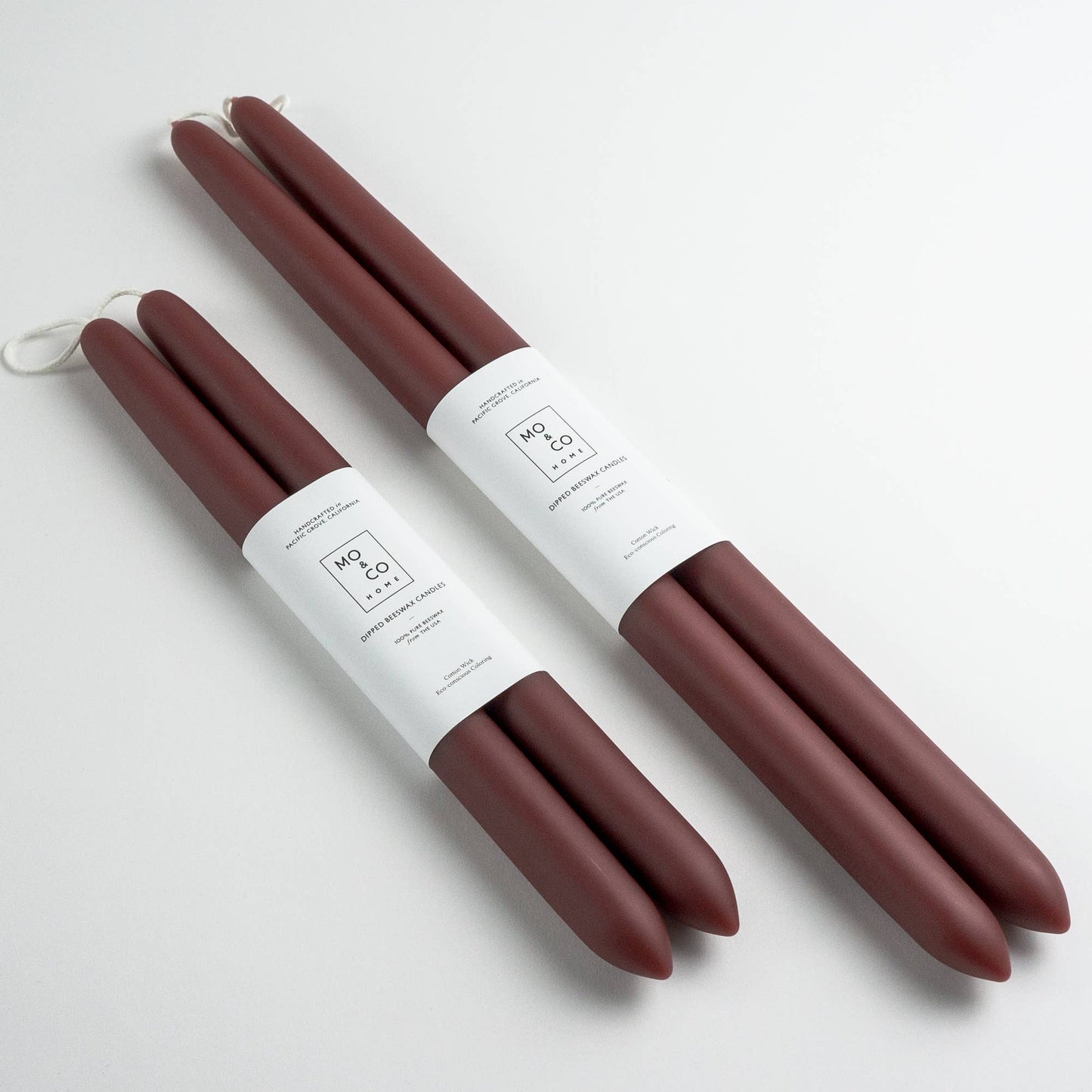 100% Beeswax Dipped Candles | Burgundy 10" Taper Pair